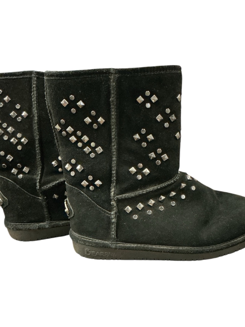 BearPaw Black Studded Suede Mid-Calf Boots